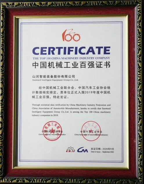 2019年中国机械工业百强发布，乐投网站智能排名52位